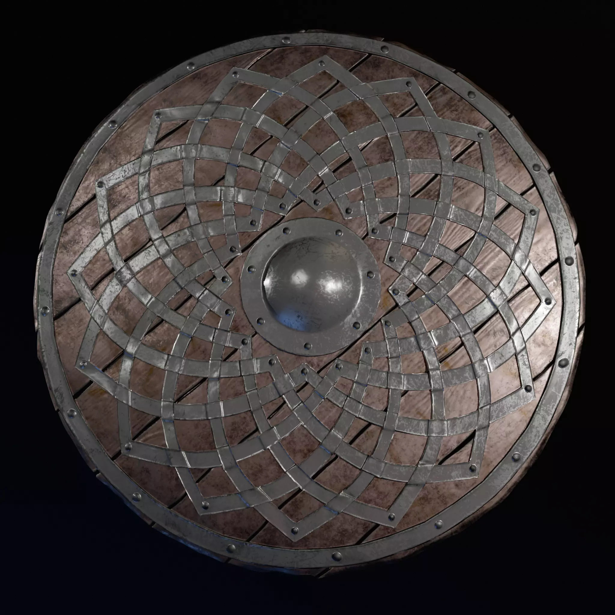 Game Asset Medieval Round Shield Low-poly 3D model_0