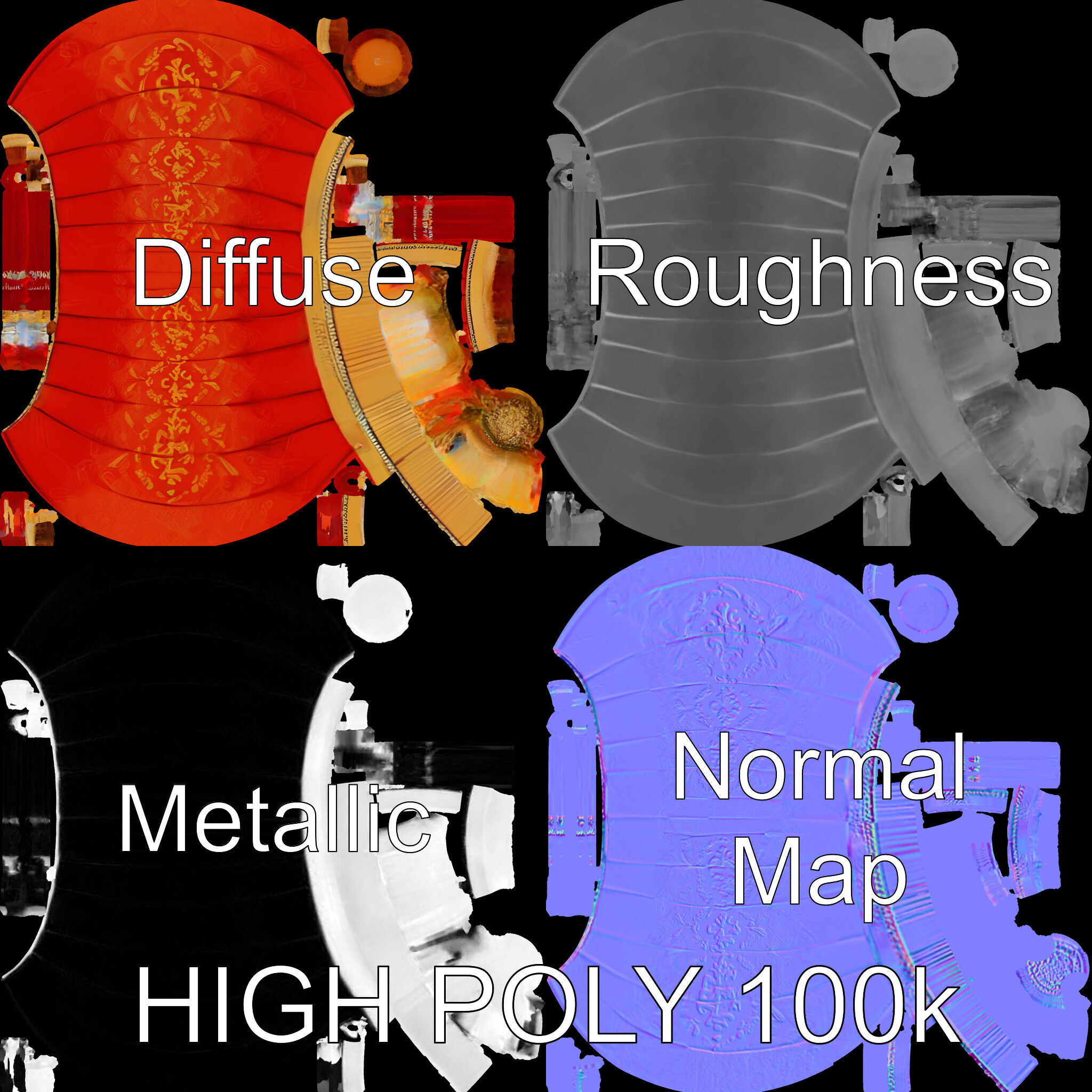 Traditional Chinese Lantern D Model Pack Low-poly 3D model_4