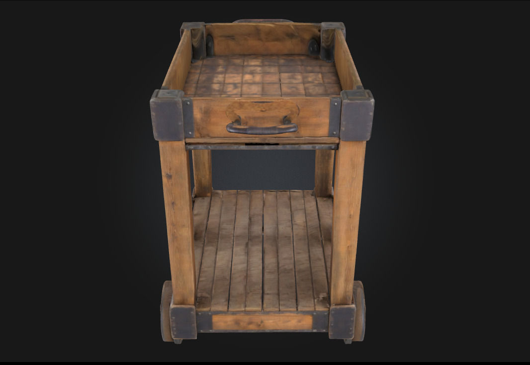 Wooden Serving Trolley Rolling Elegance for Any Setting 3D model_6
