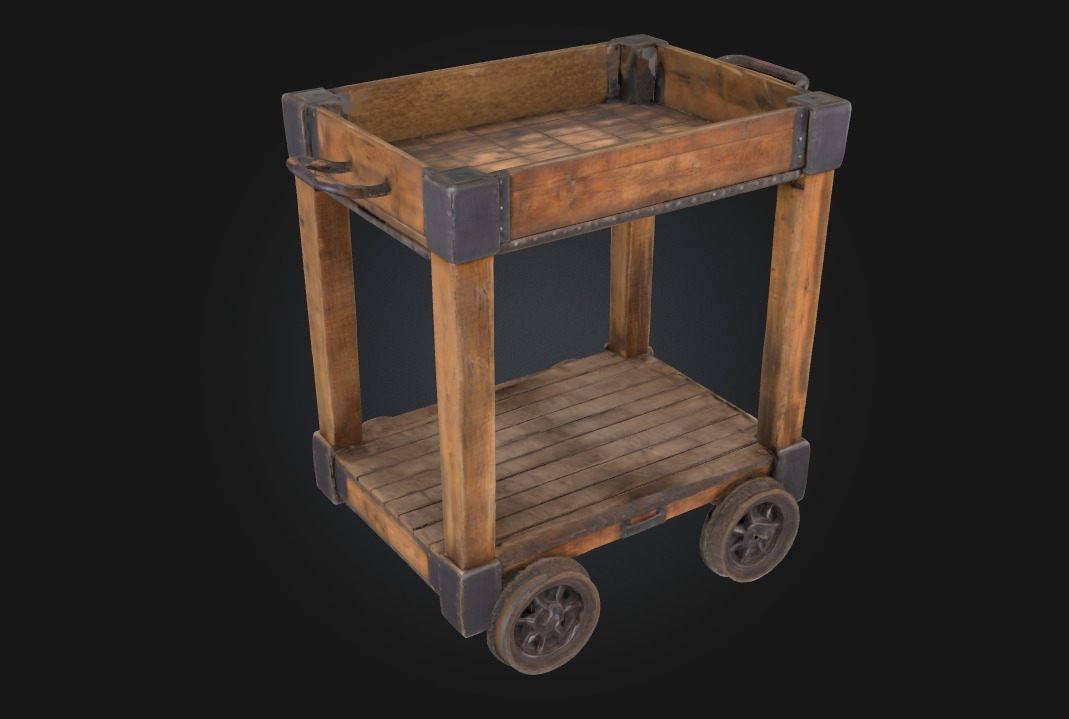 Wooden Serving Trolley Rolling Elegance for Any Setting 3D model_3