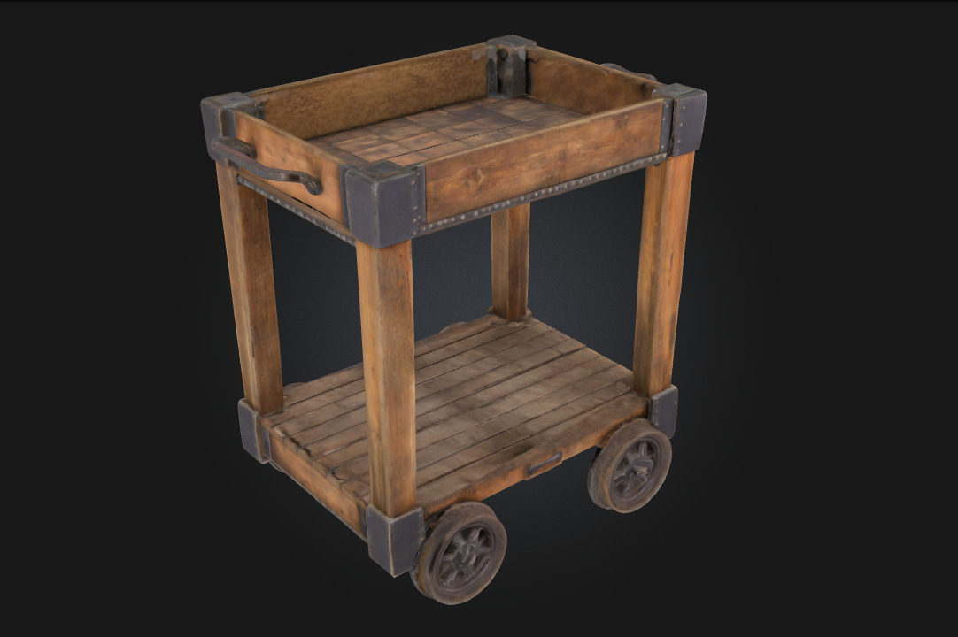 Wooden Serving Trolley Rolling Elegance for Any Setting 3D model_1