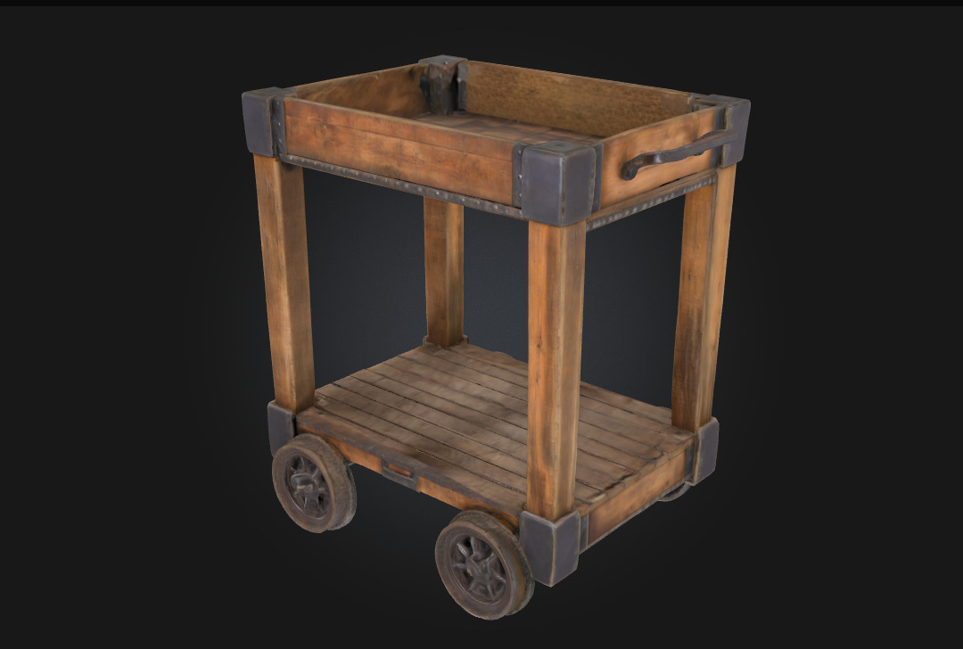 Wooden Serving Trolley Rolling Elegance for Any Setting 3D model_2