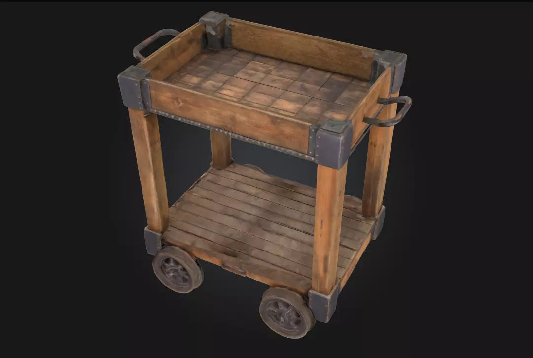 Wooden Serving Trolley Rolling Elegance for Any Setting 3D model_0