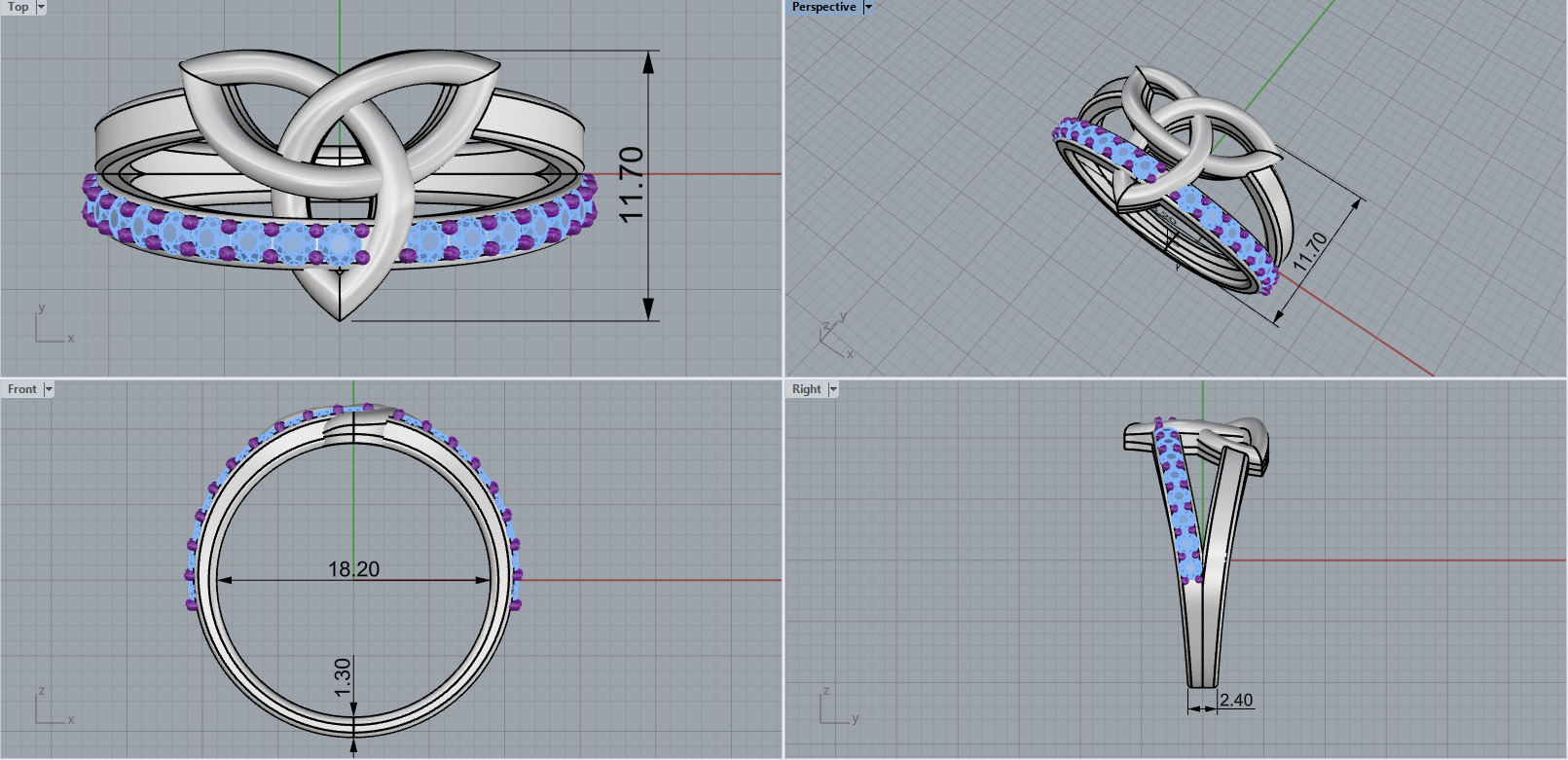 Celtic knot ring model 1350 3D print model_9