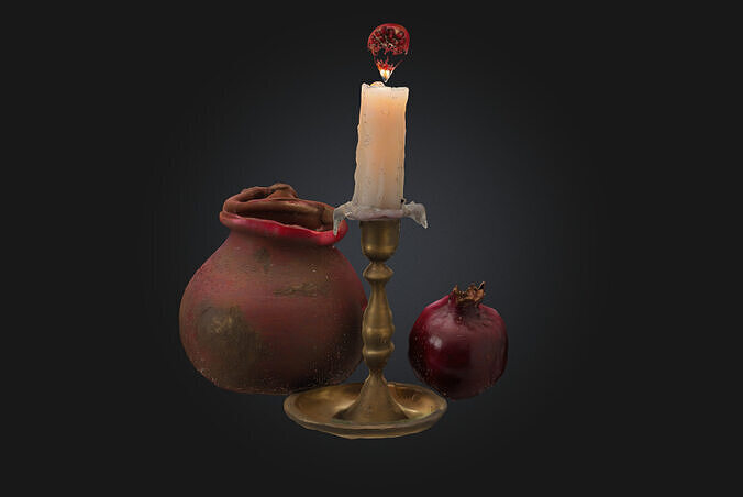 Still Life with Candle and Pomegranate  3D model