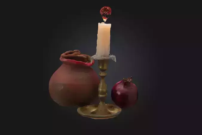 Still Life with Candle and Pomegranate  3D model