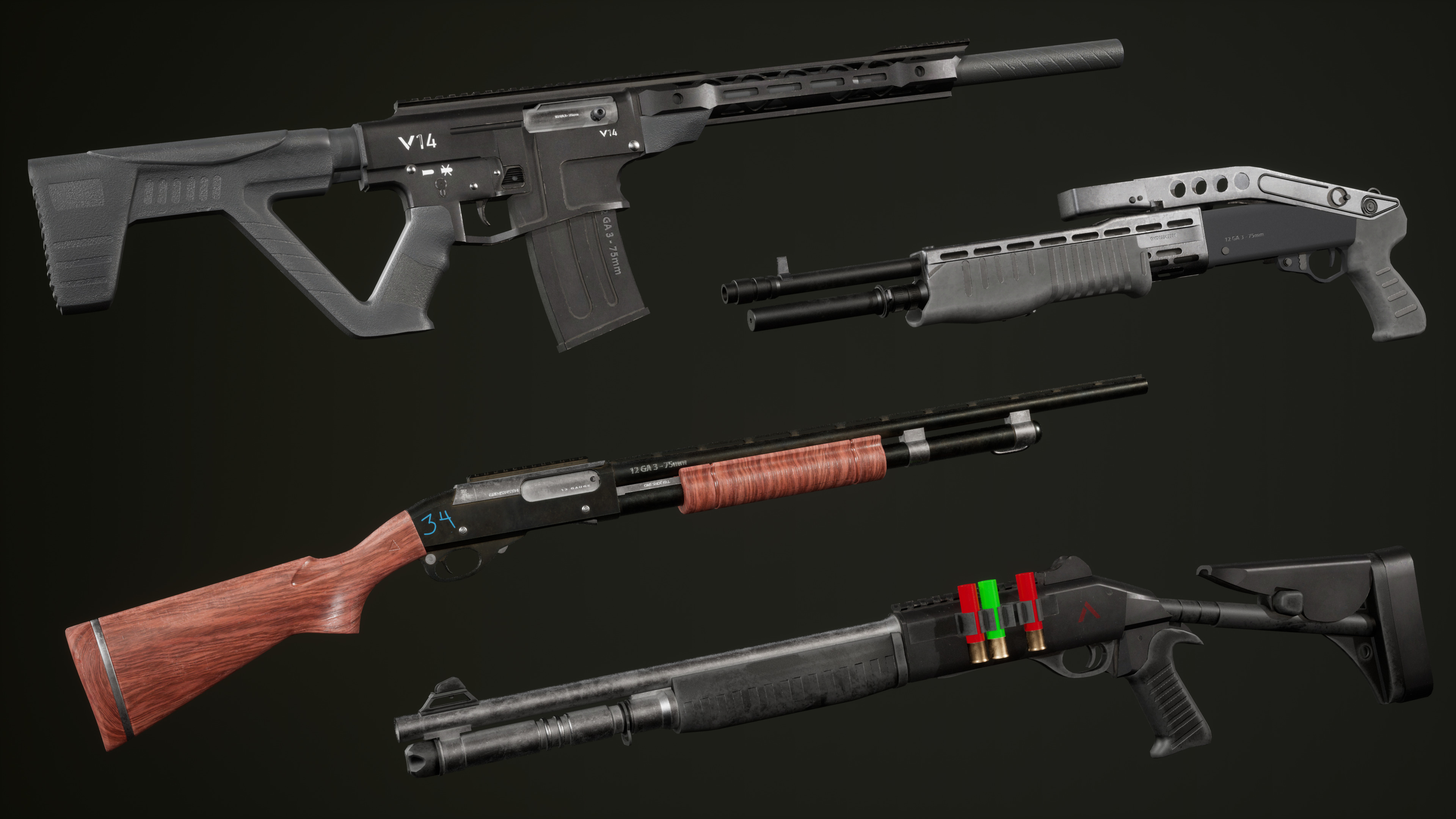 Shot gun Pack Low-poly 3D model_1