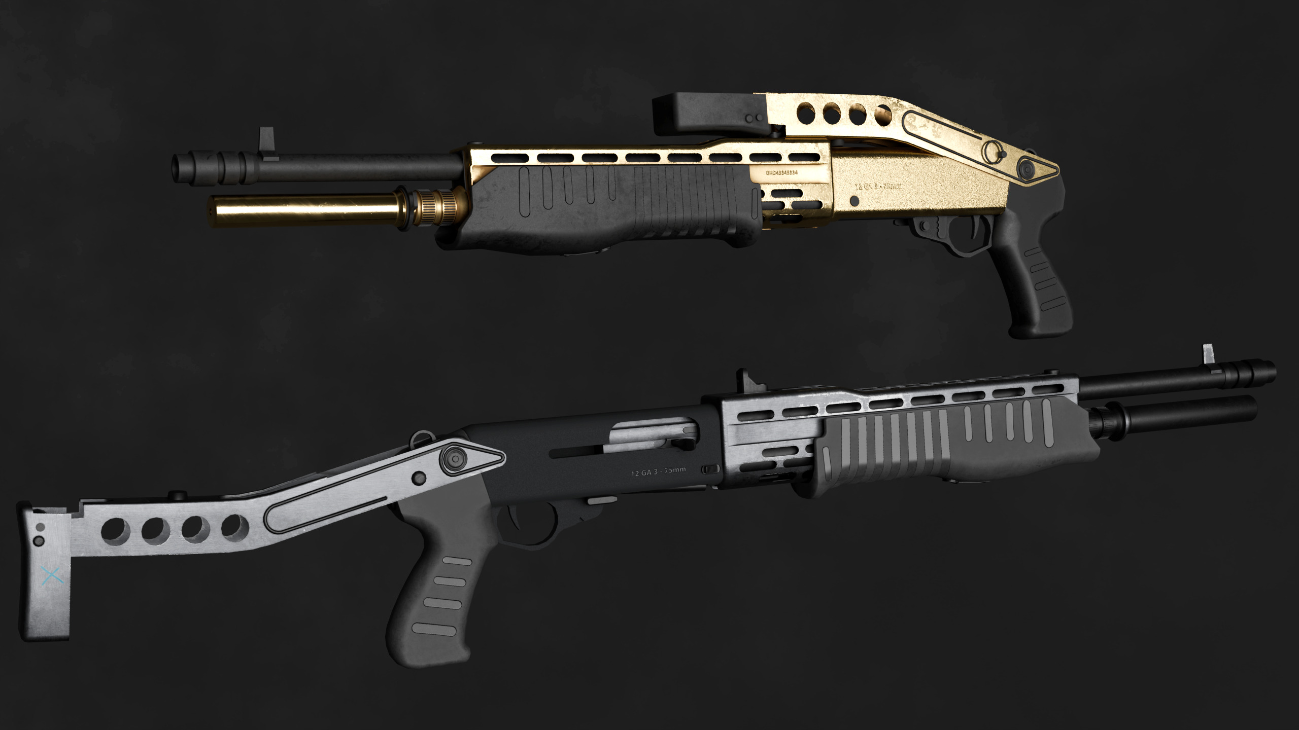 Shot gun Pack Low-poly 3D model_5