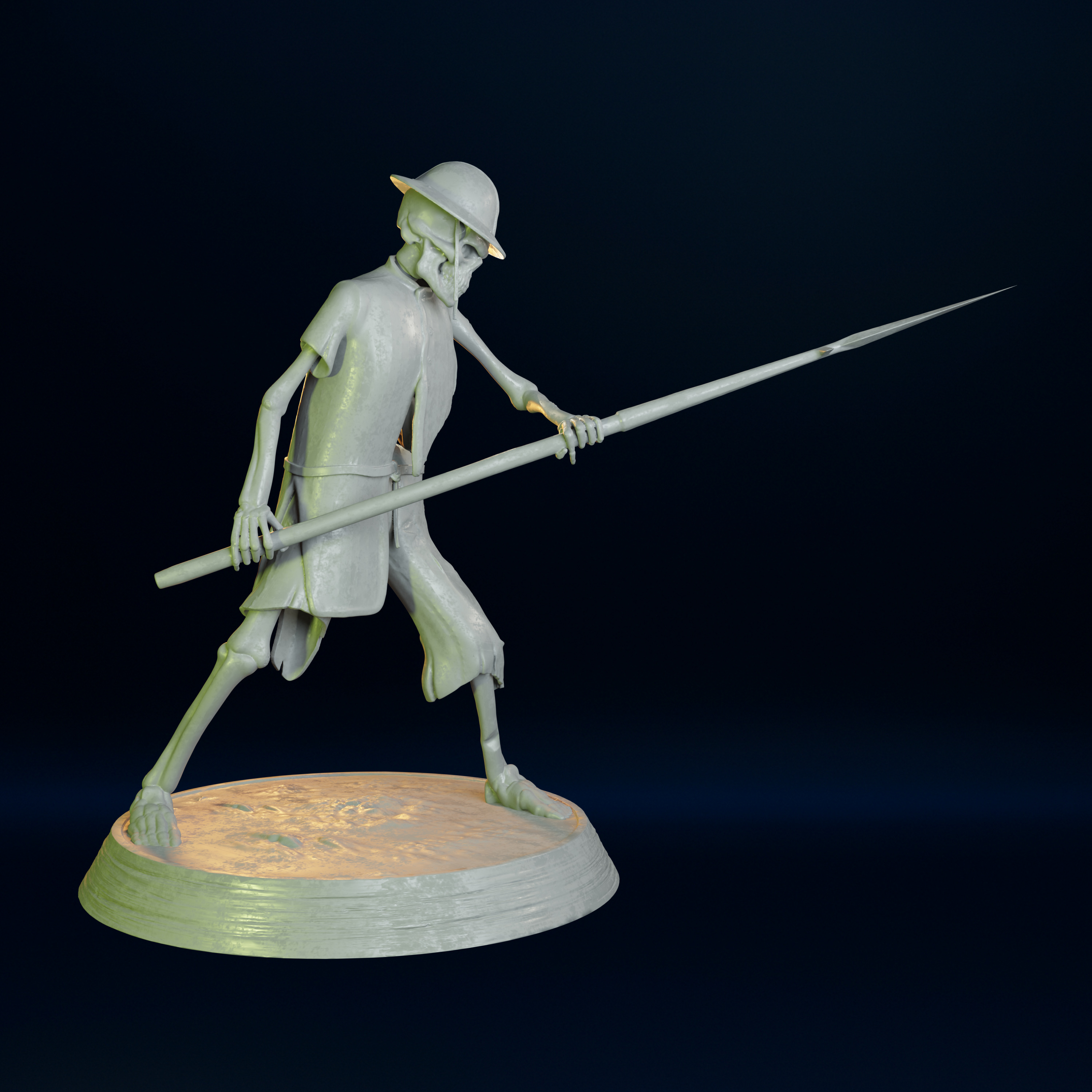 Skeleton Spearman Warrior 75mm 32mm 3D print model_4