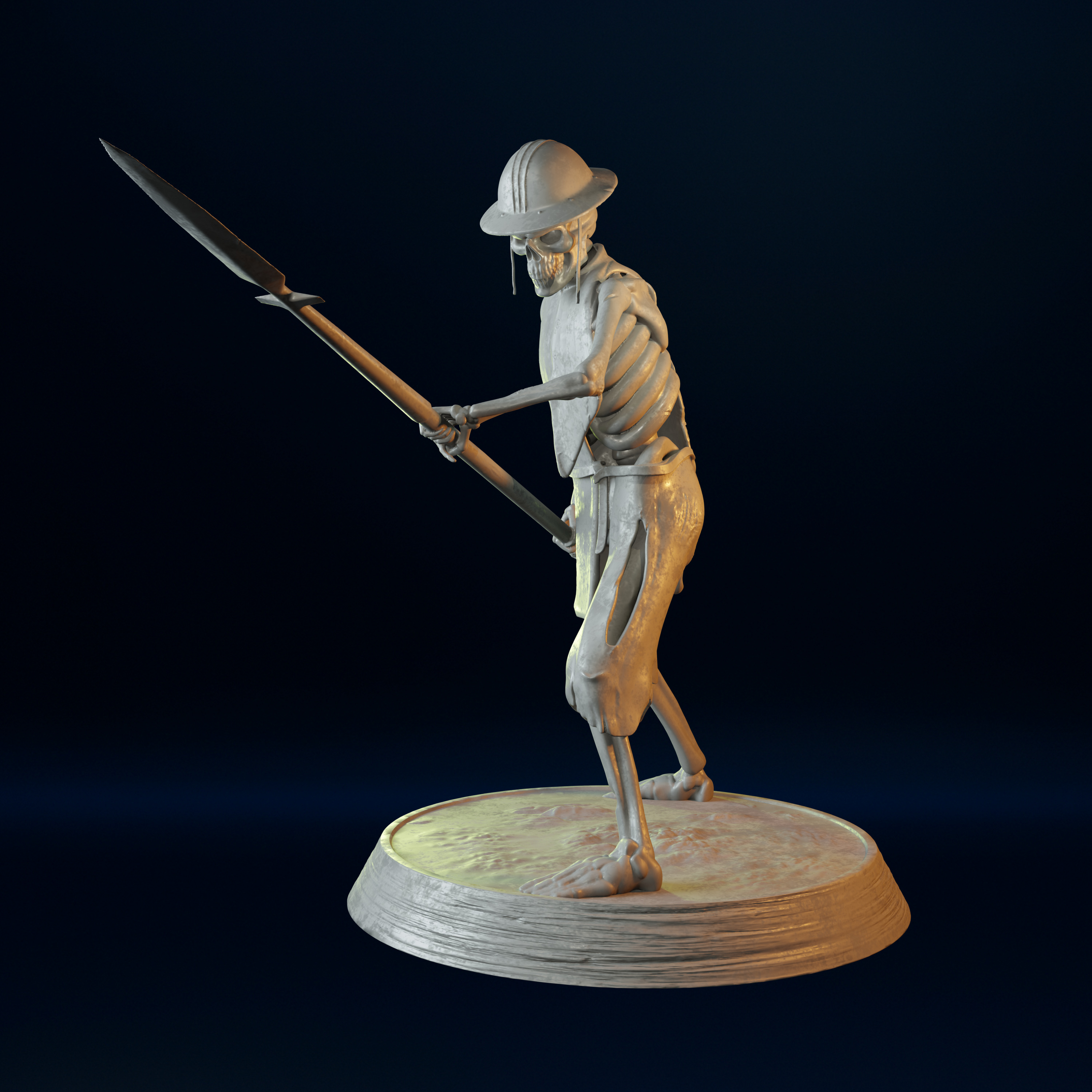 Skeleton Spearman Warrior 75mm 32mm 3D print model_1