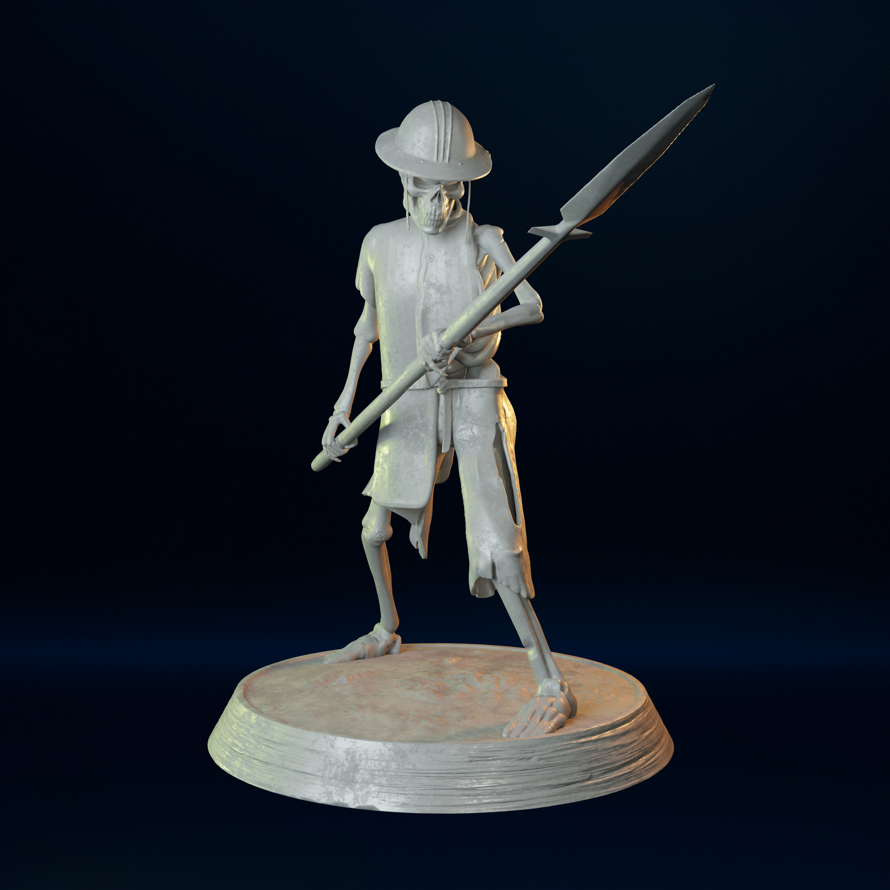 Skeleton Spearman Warrior 75mm 32mm 3D print model_3
