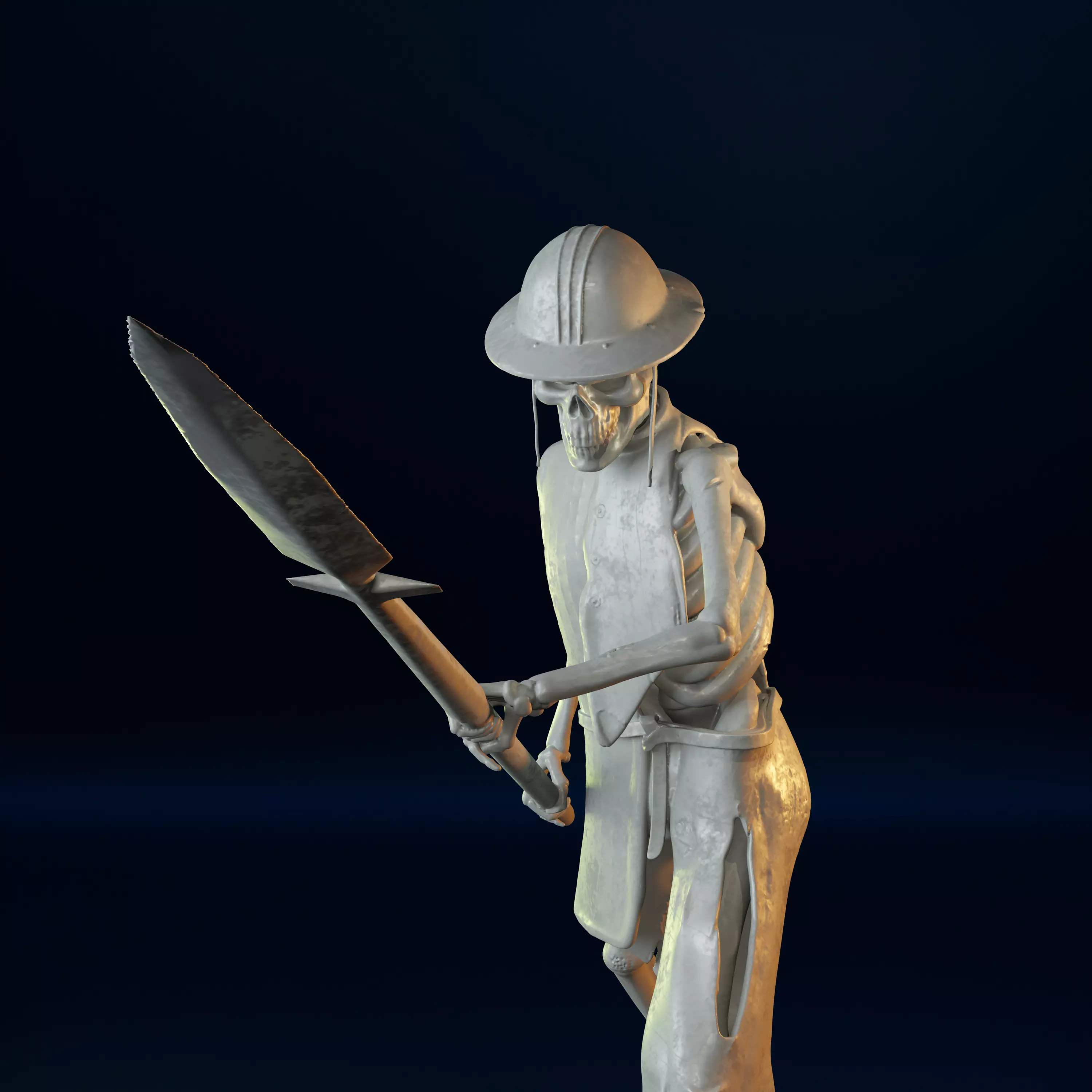 Skeleton Spearman Warrior 75mm 32mm 3D print model_0