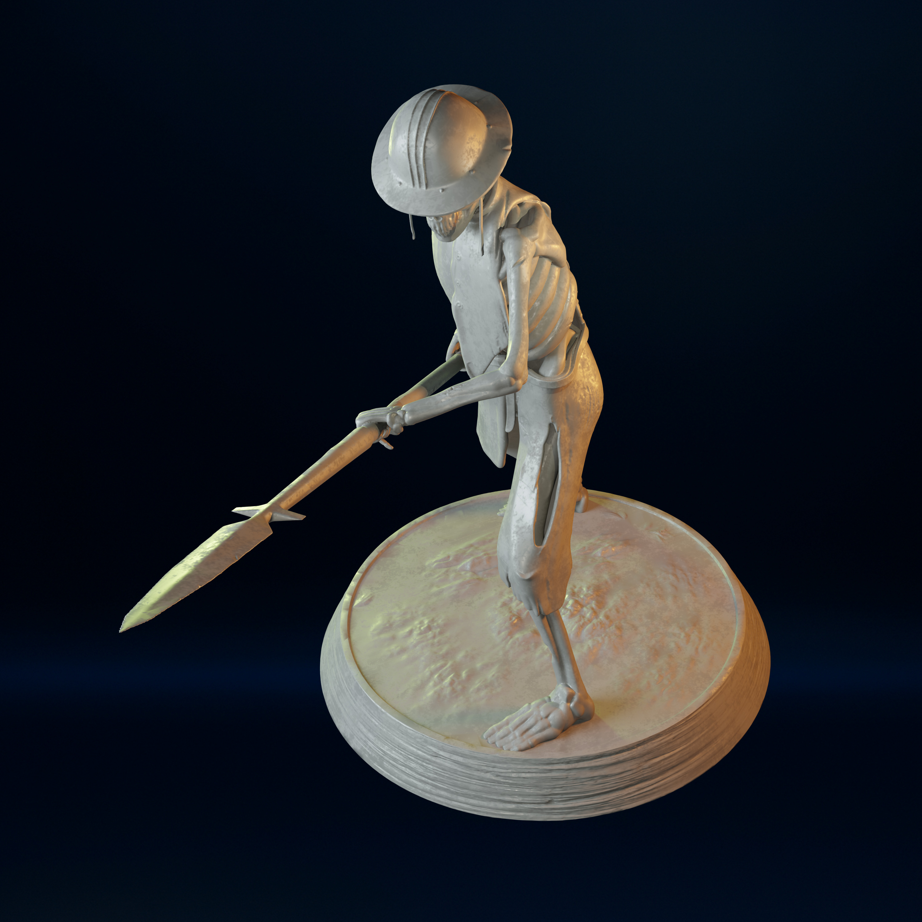 Skeleton Spearman Warrior 75mm 32mm 3D print model_2