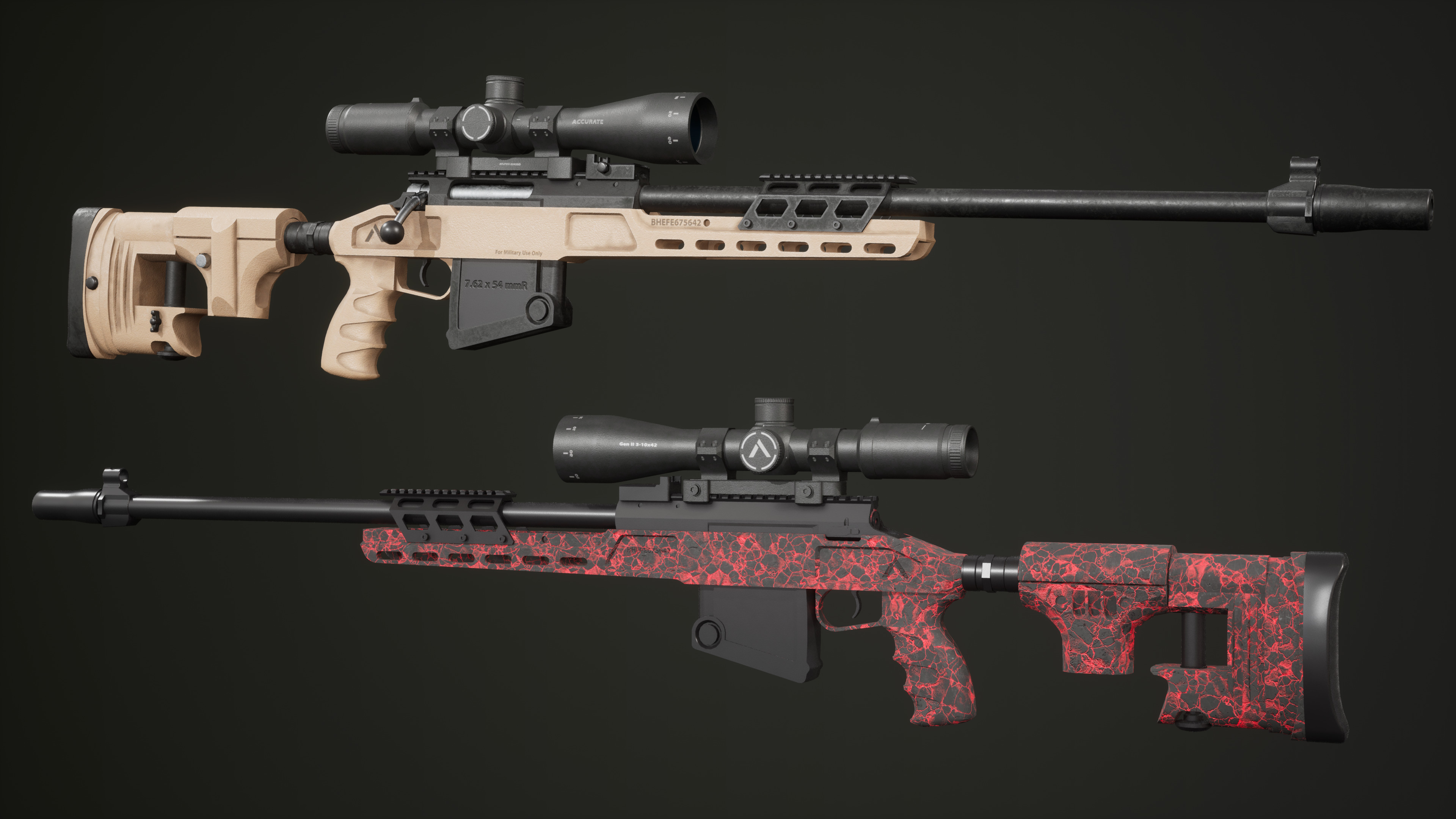  Sniper Rifle Gun Pack Low-poly 3D model_2