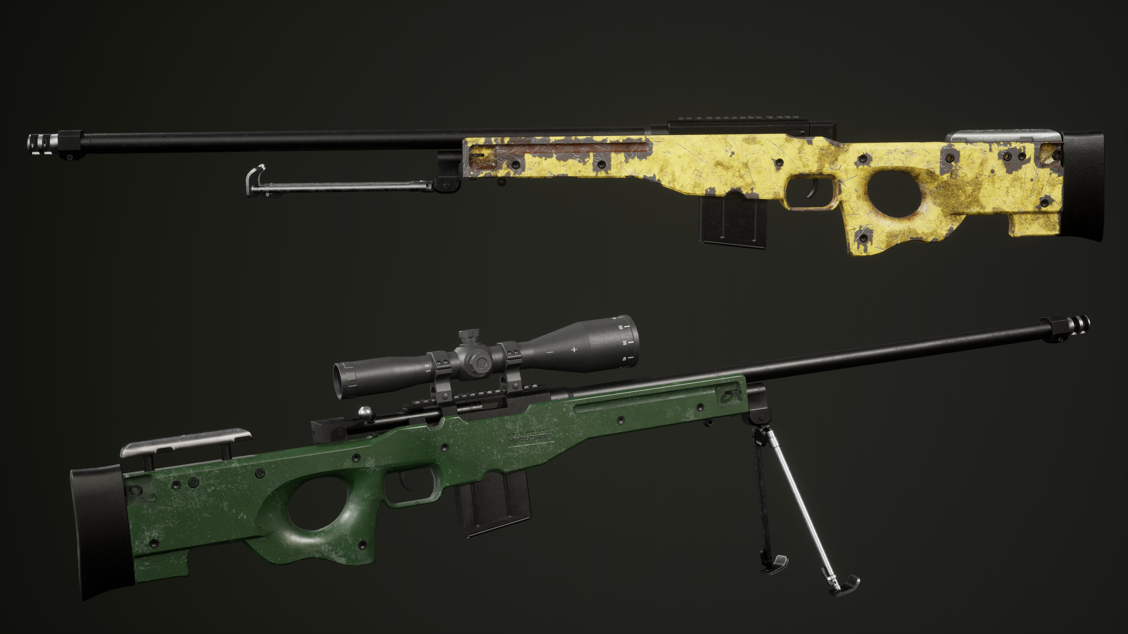  Sniper Rifle Gun Pack Low-poly 3D model_3