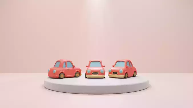 Low Poly Stylized Cartoon Vehicle 3D Model for Games