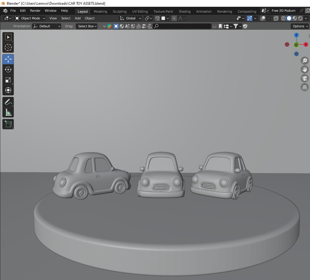 Low Poly Stylized Cartoon Vehicle 3D Model for Games 3D model_1