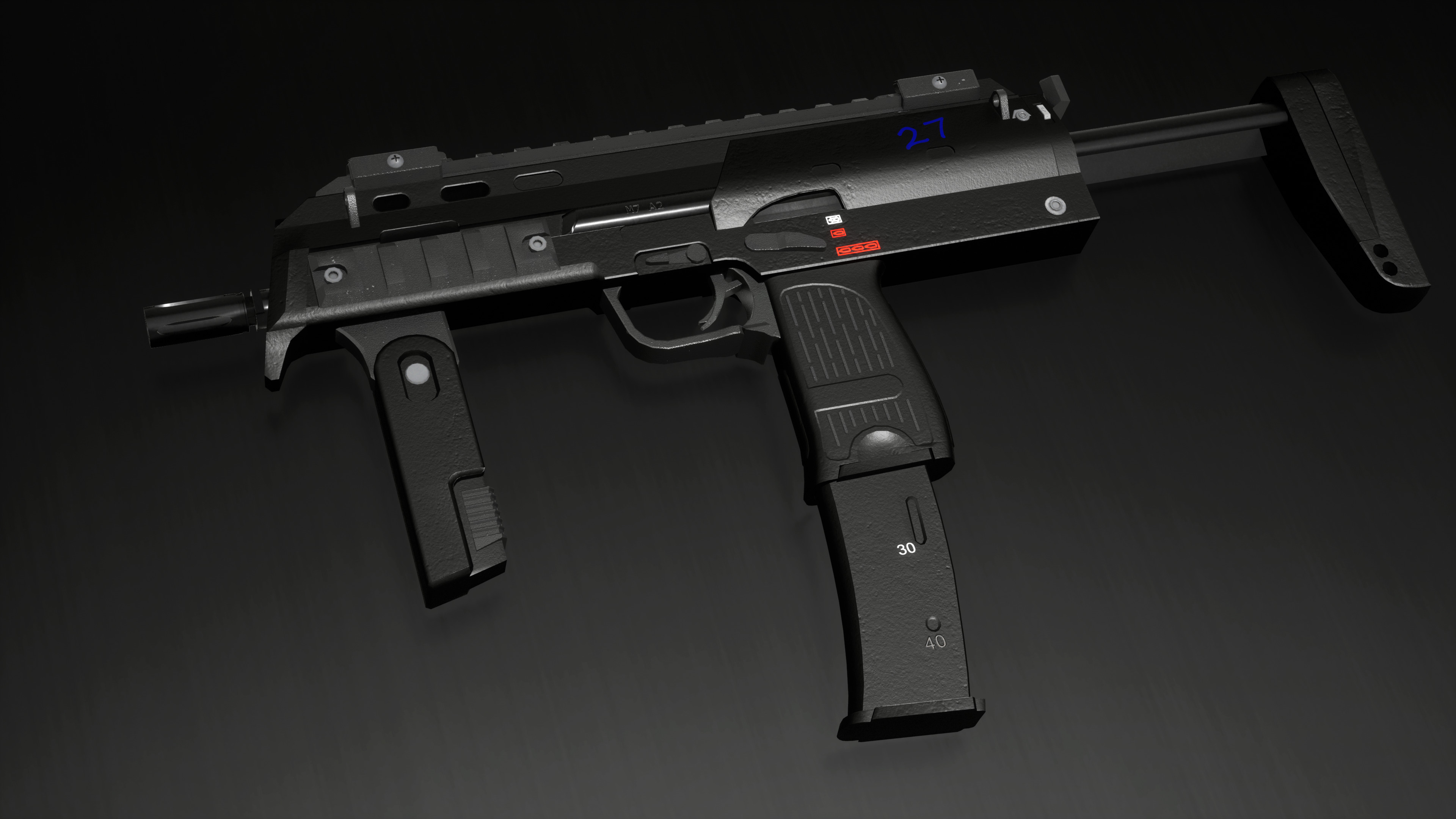 SMG Gun pack Low-poly 3D model_8