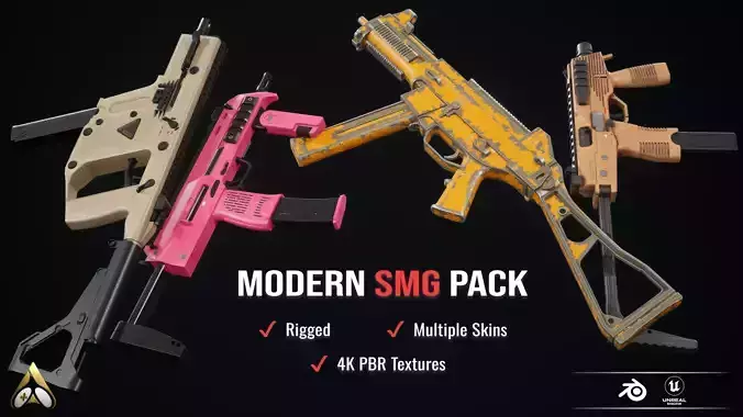 SMG Gun pack Low-poly 3D model
