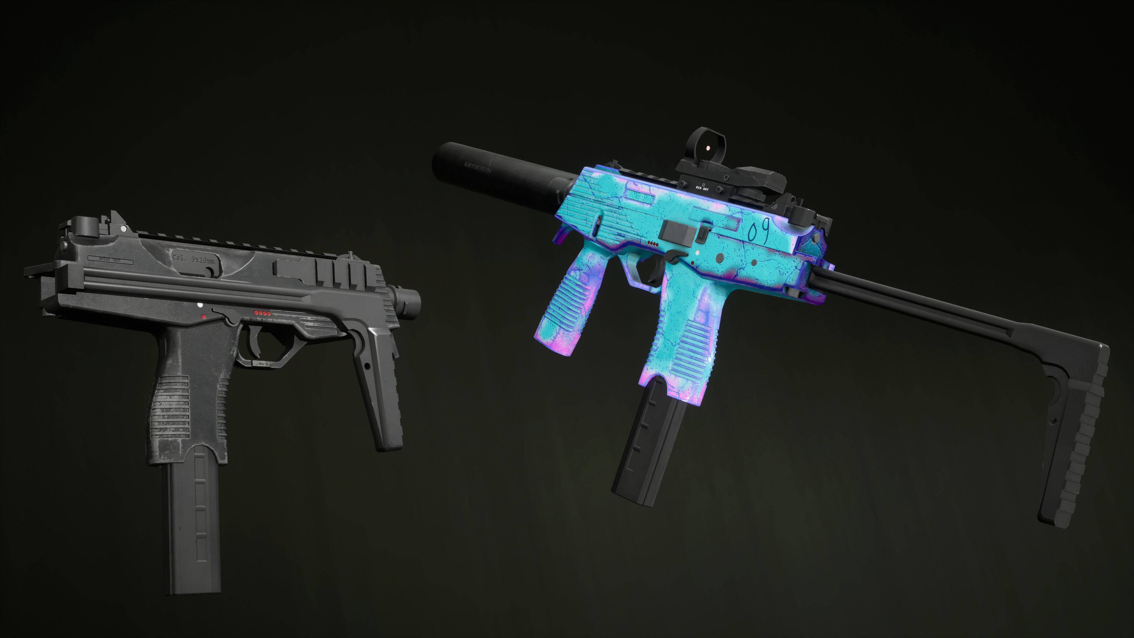 SMG Gun pack Low-poly 3D model_3