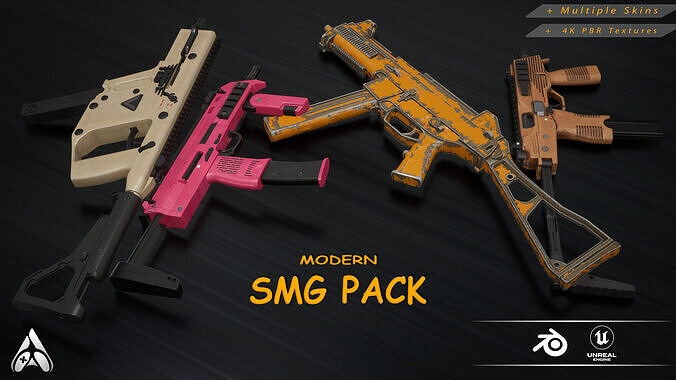 SMG Gun pack Low-poly 3D model