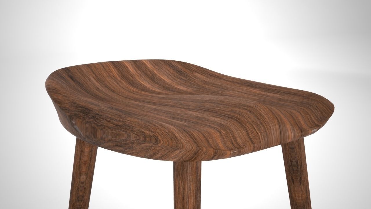 Wooden Stool 3D model_3