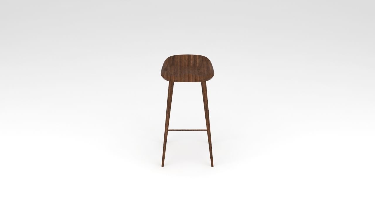 Wooden Stool 3D model_5