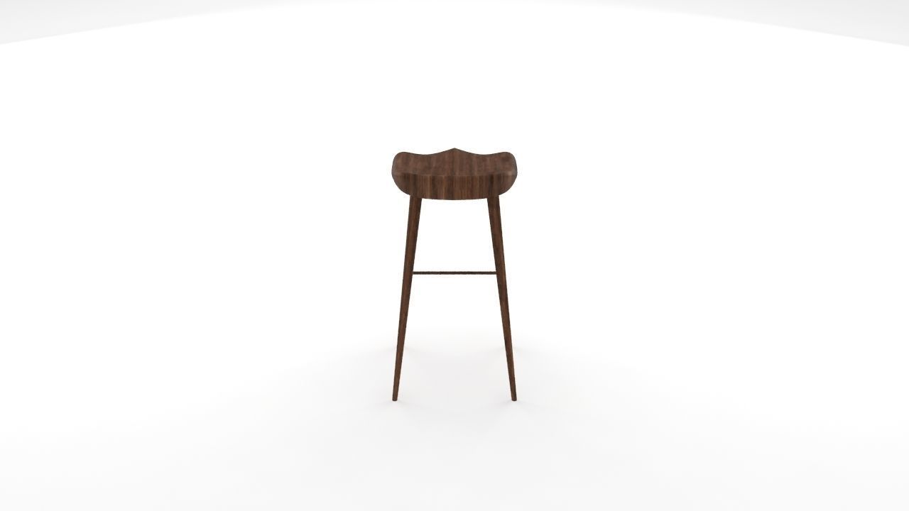 Wooden Stool 3D model_1