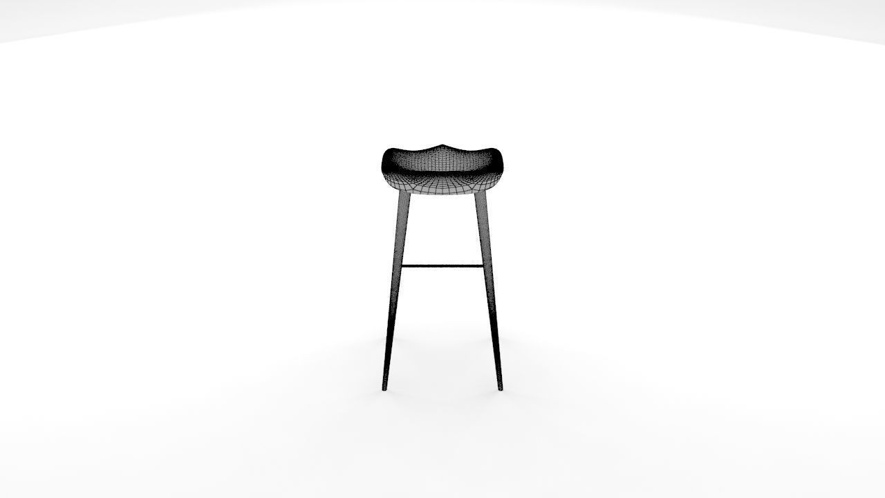 Wooden Stool 3D model_2