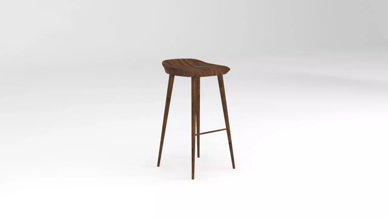 Wooden Stool 3D model_0