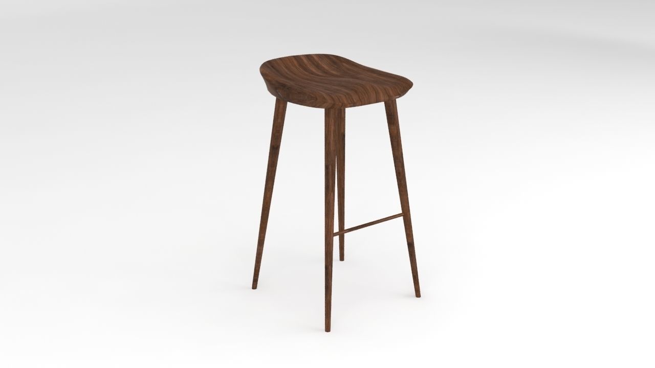 Wooden Stool 3D model_7