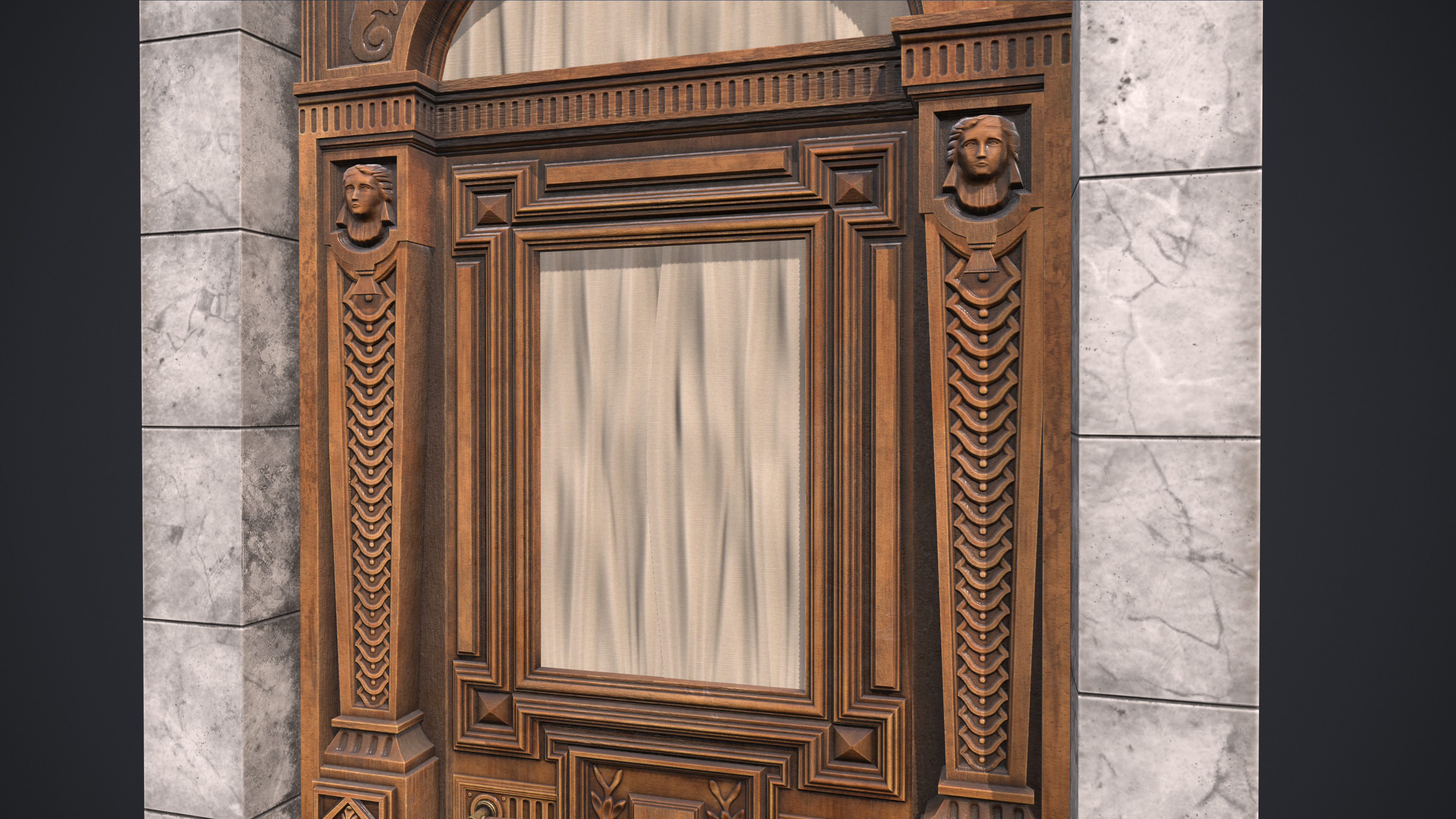 Old Palace Door Low-poly 3D model_3