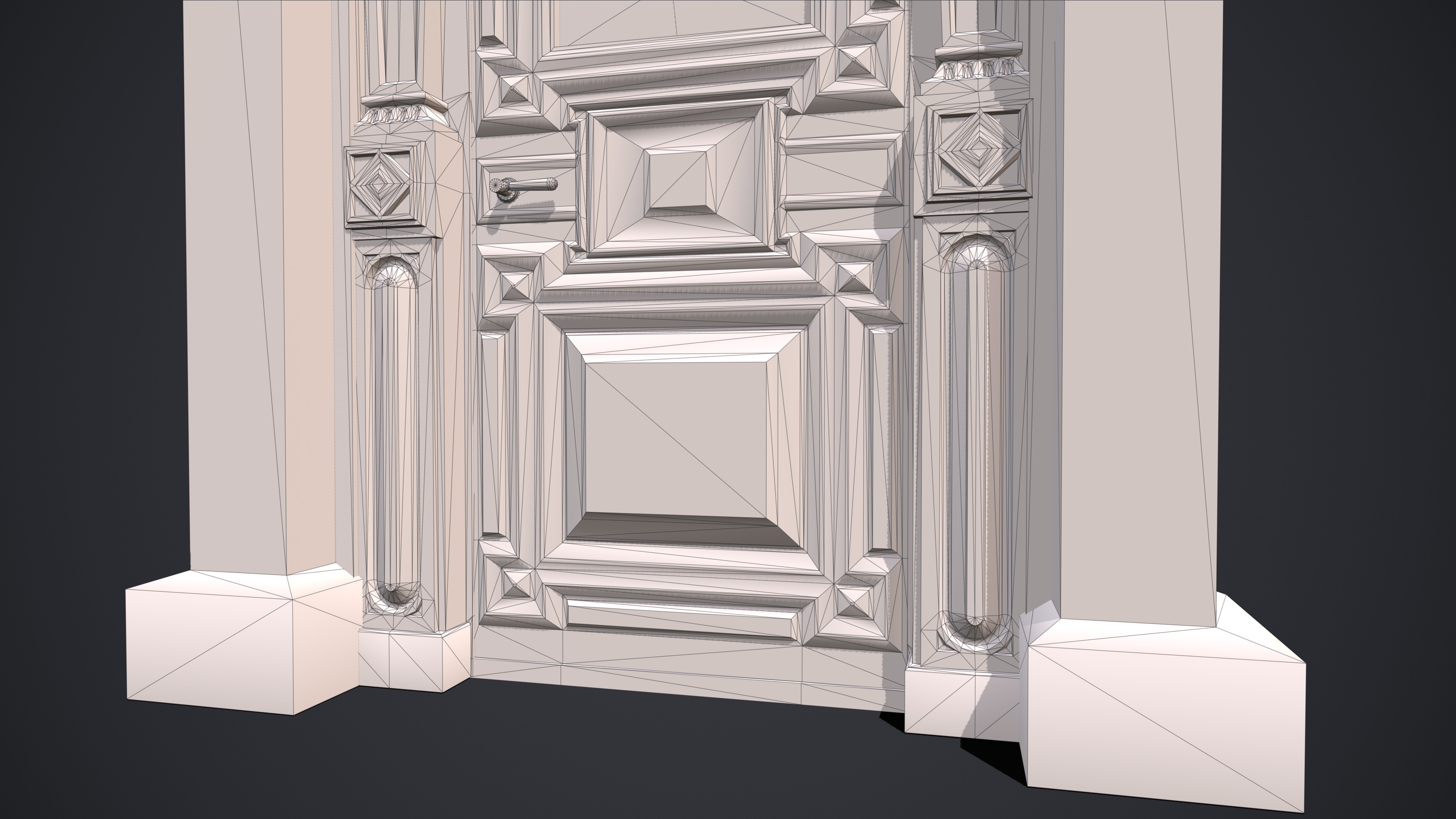Old Palace Door Low-poly 3D model_8