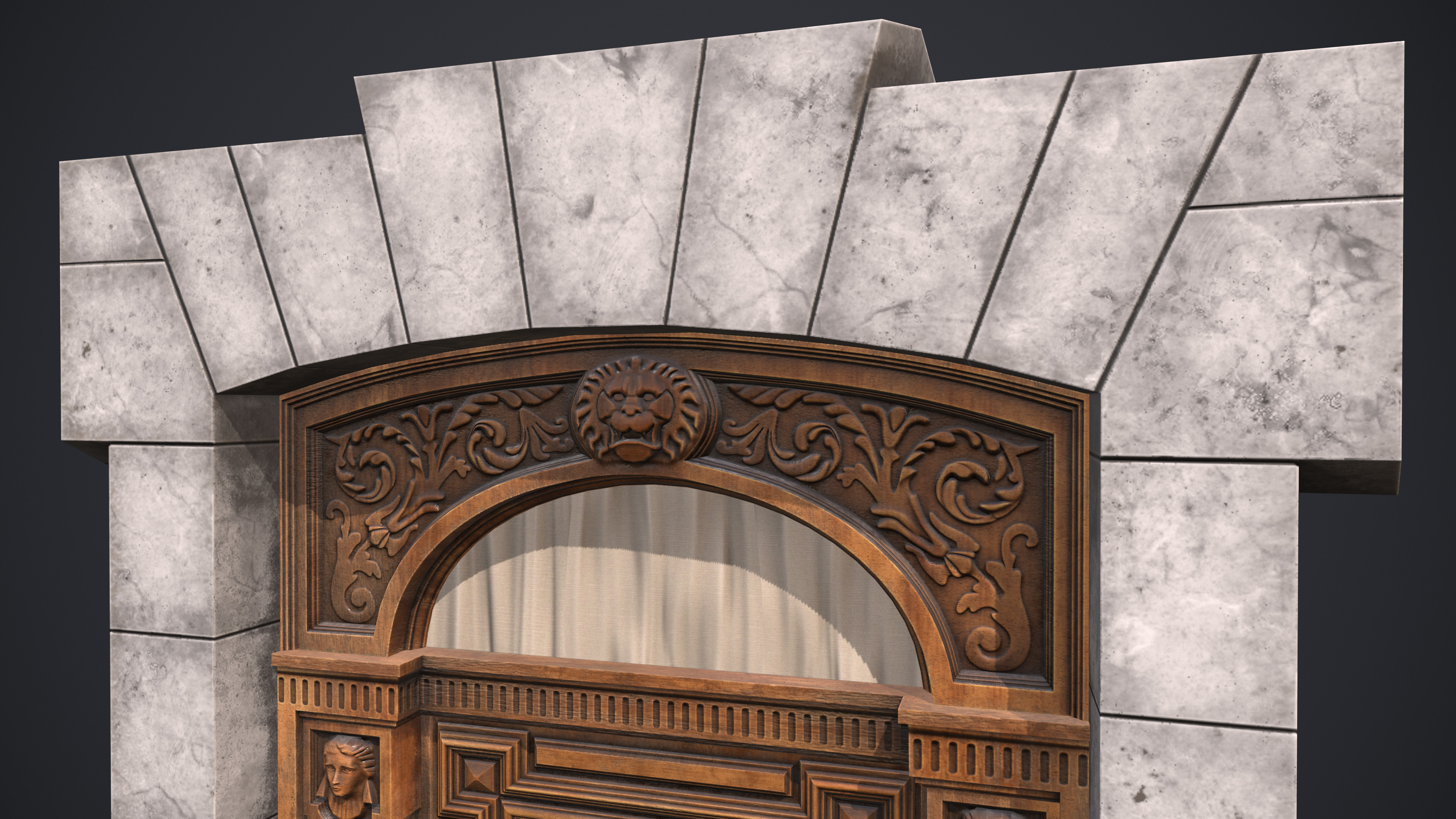 Old Palace Door Low-poly 3D model_2