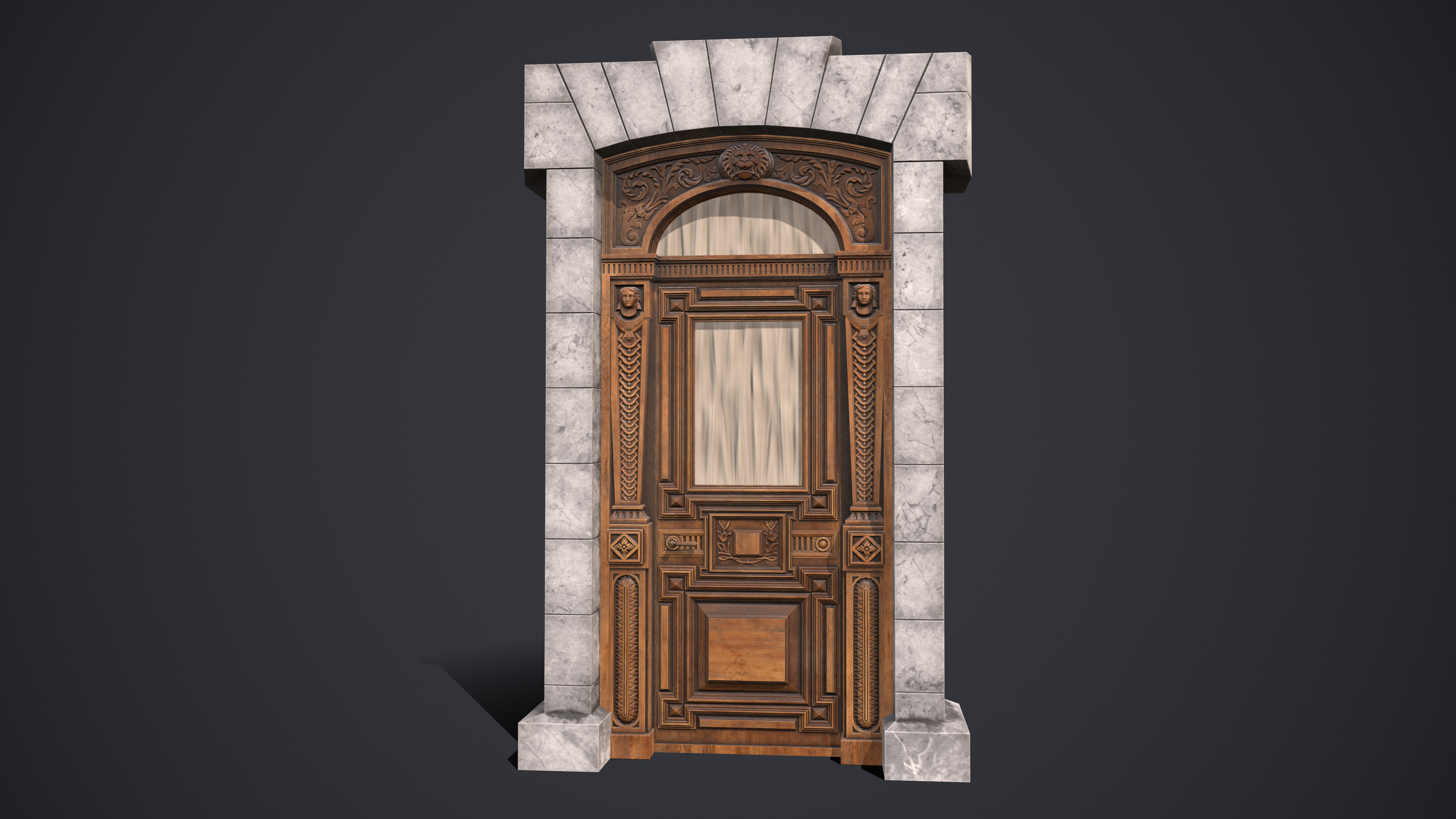 Old Palace Door Low-poly 3D model_1