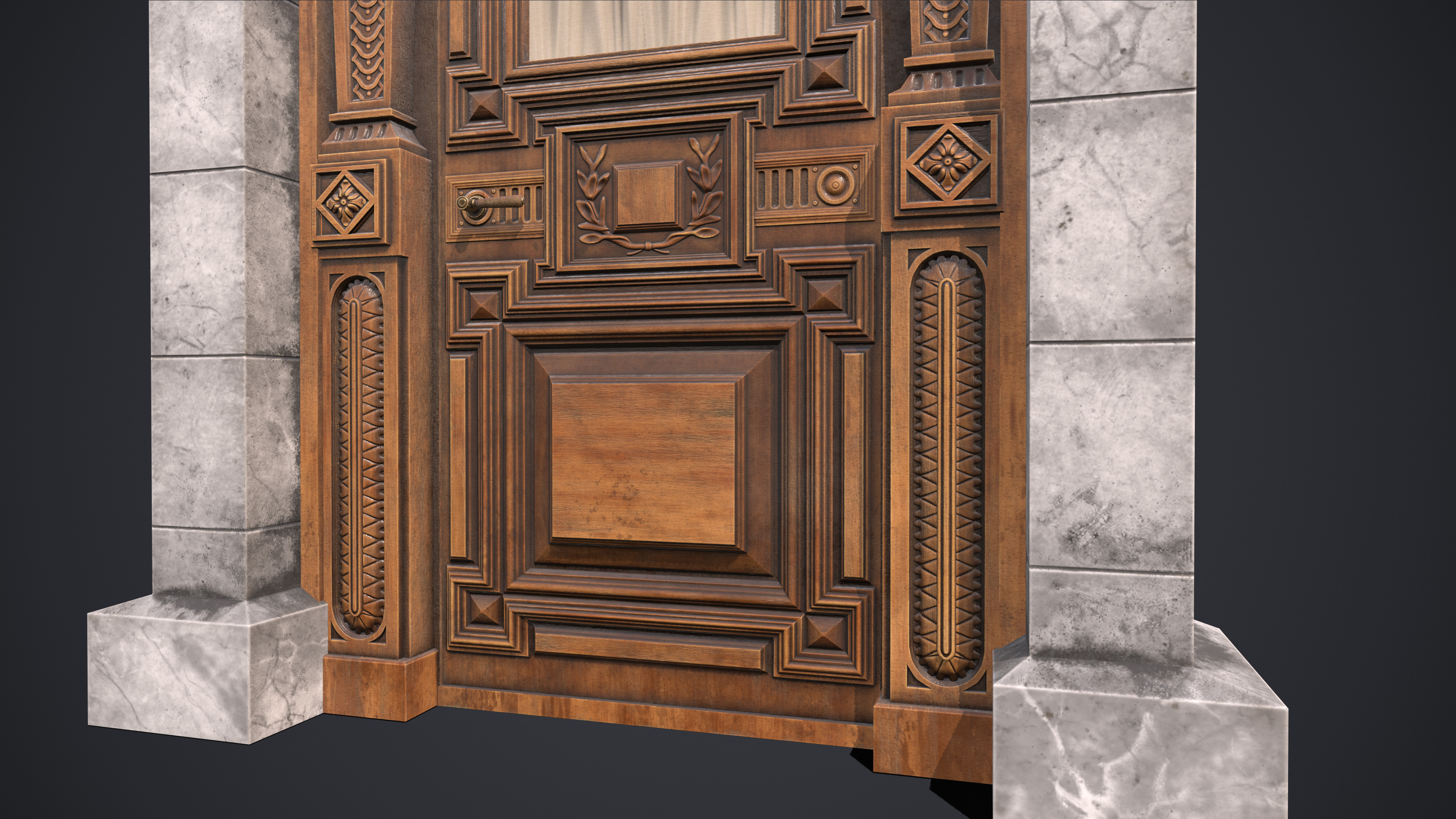 Old Palace Door Low-poly 3D model_4