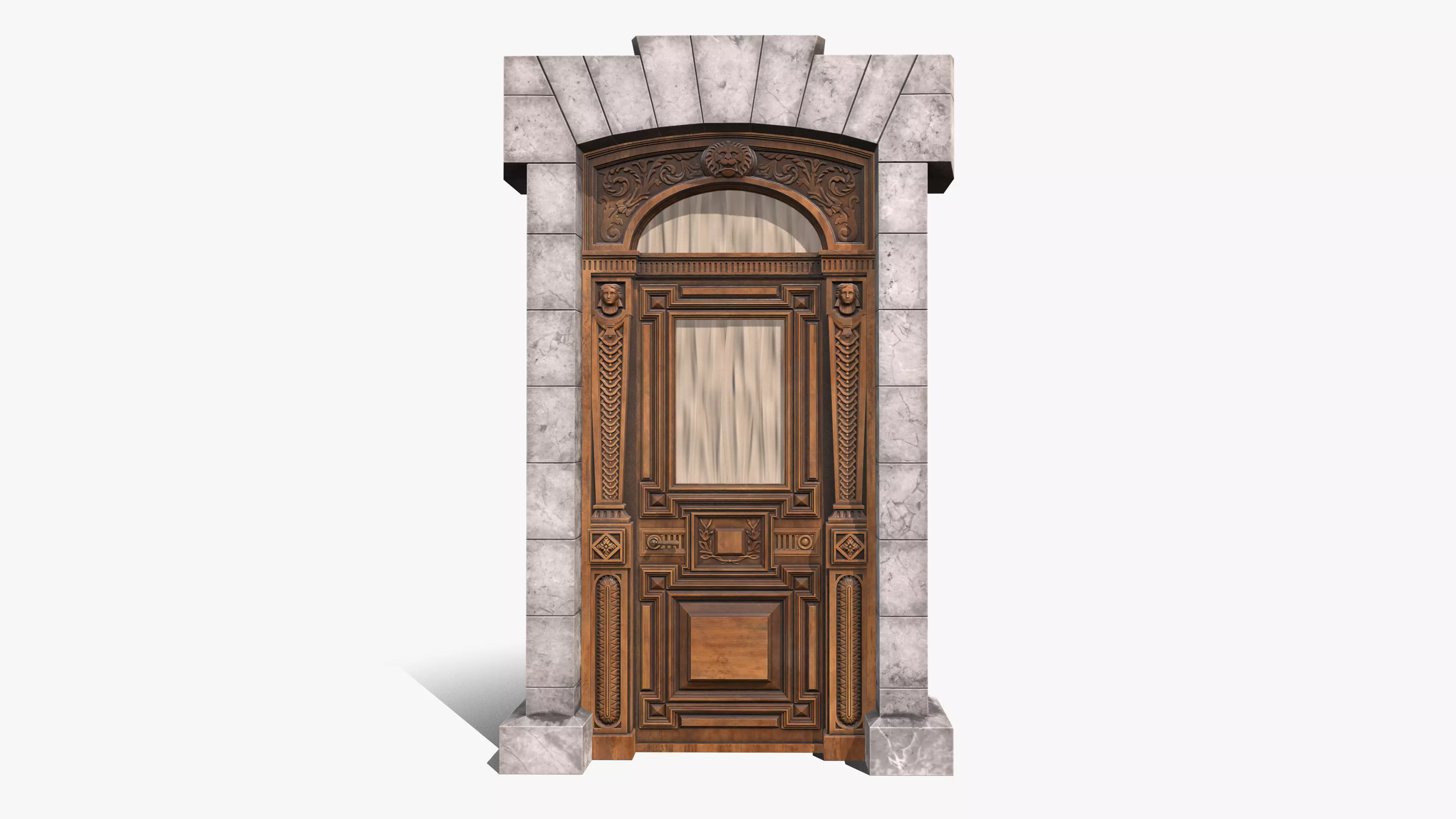 Old Palace Door Low-poly 3D model_0