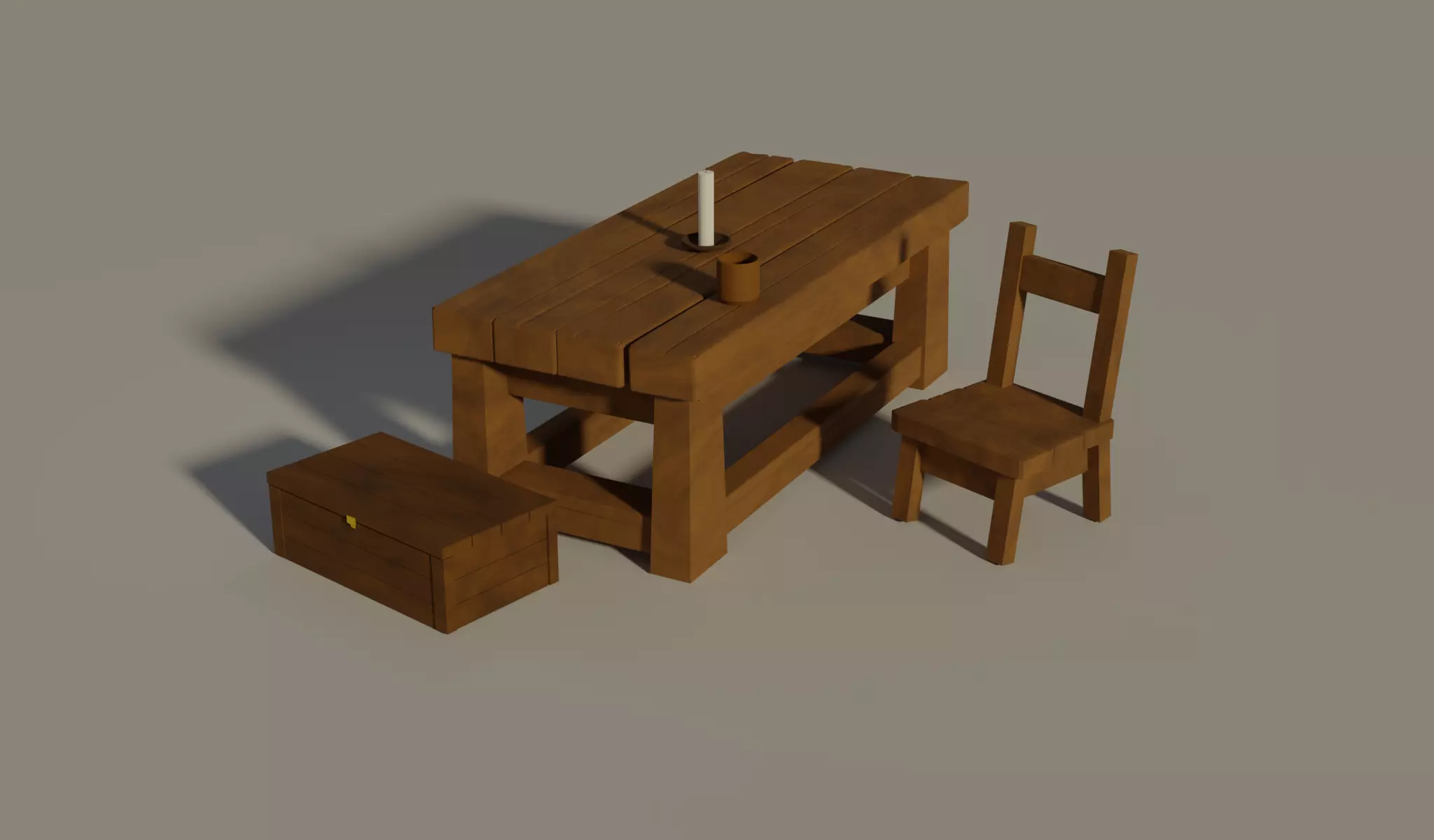 Medieval Set LowPoly - Vol1 Rustic Tavern Low-poly 3D model_0