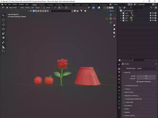 Four Pack of 3D Props with Textures  in Blender