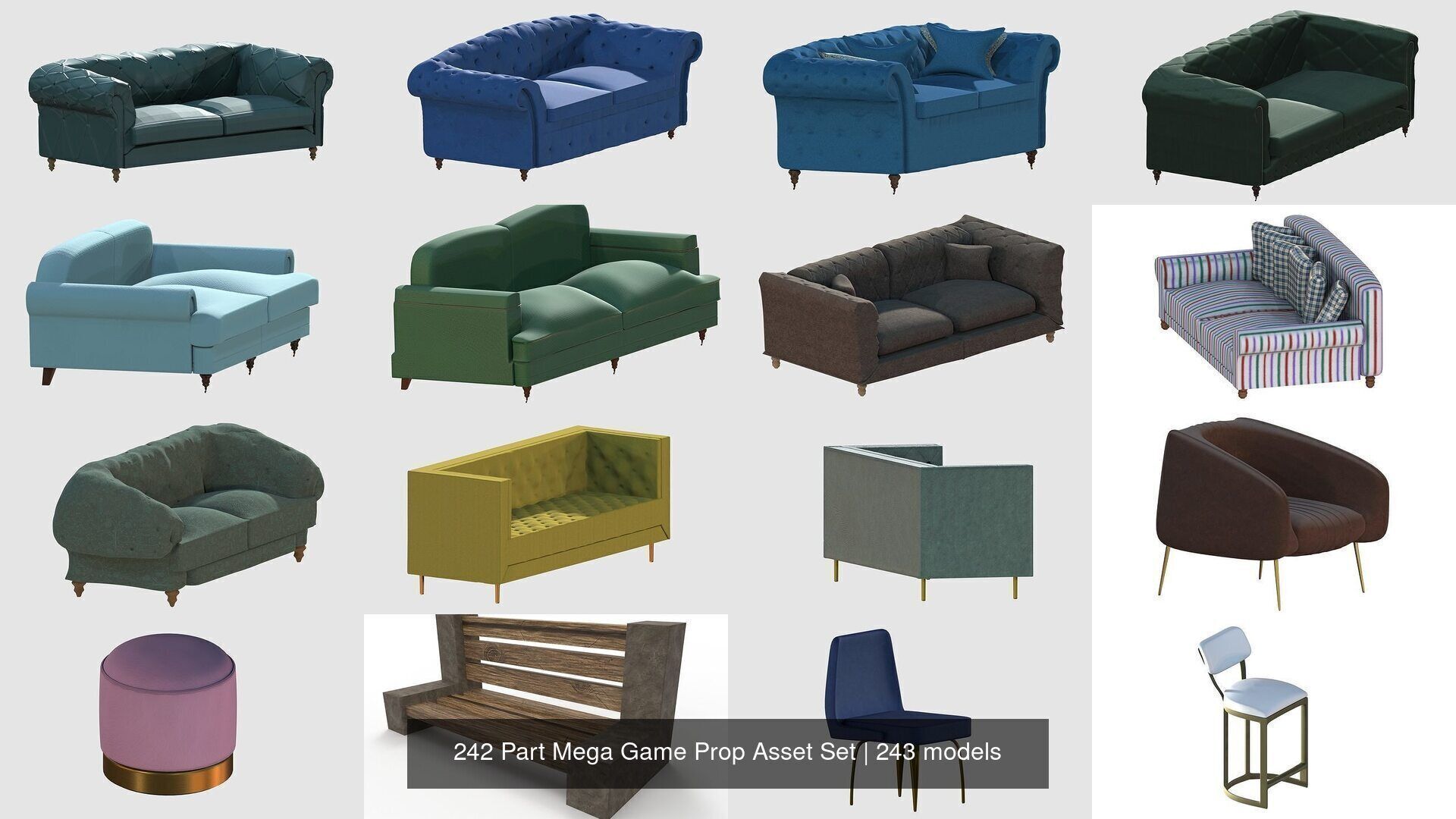 242 Part Mega Game Prop Asset Set 3D Model Collection_6