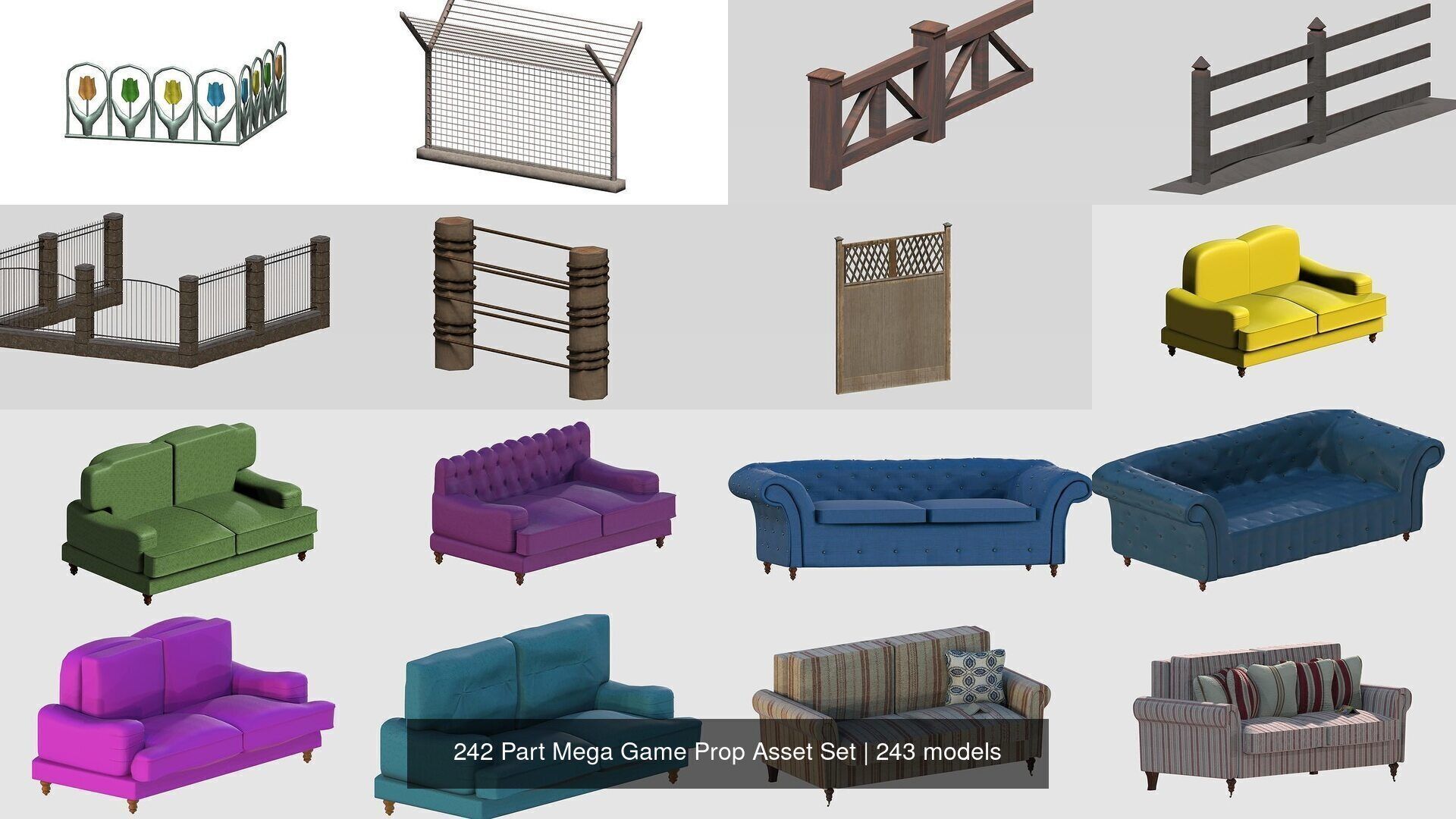 242 Part Mega Game Prop Asset Set 3D Model Collection_4