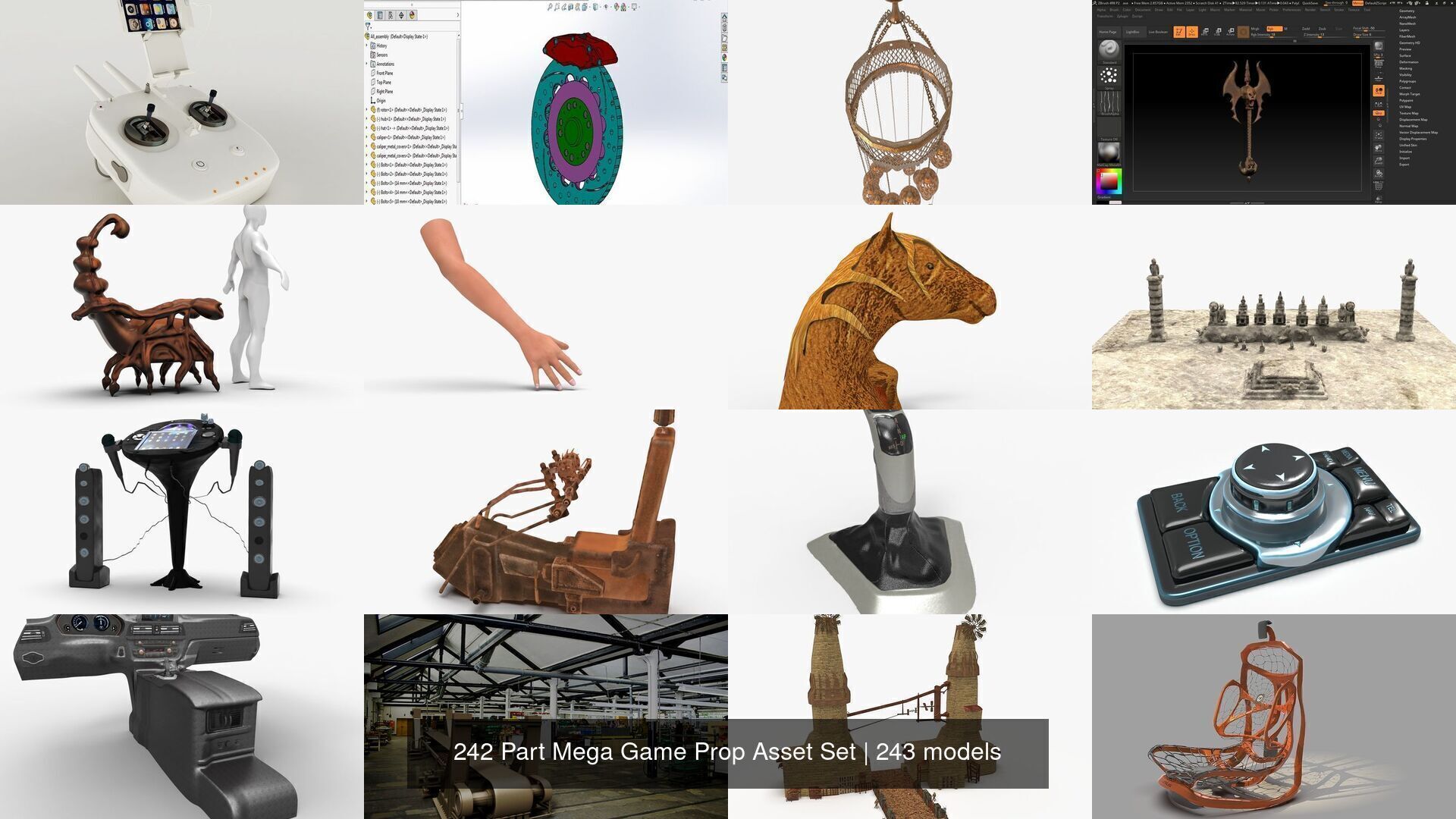 242 Part Mega Game Prop Asset Set 3D Model Collection_1
