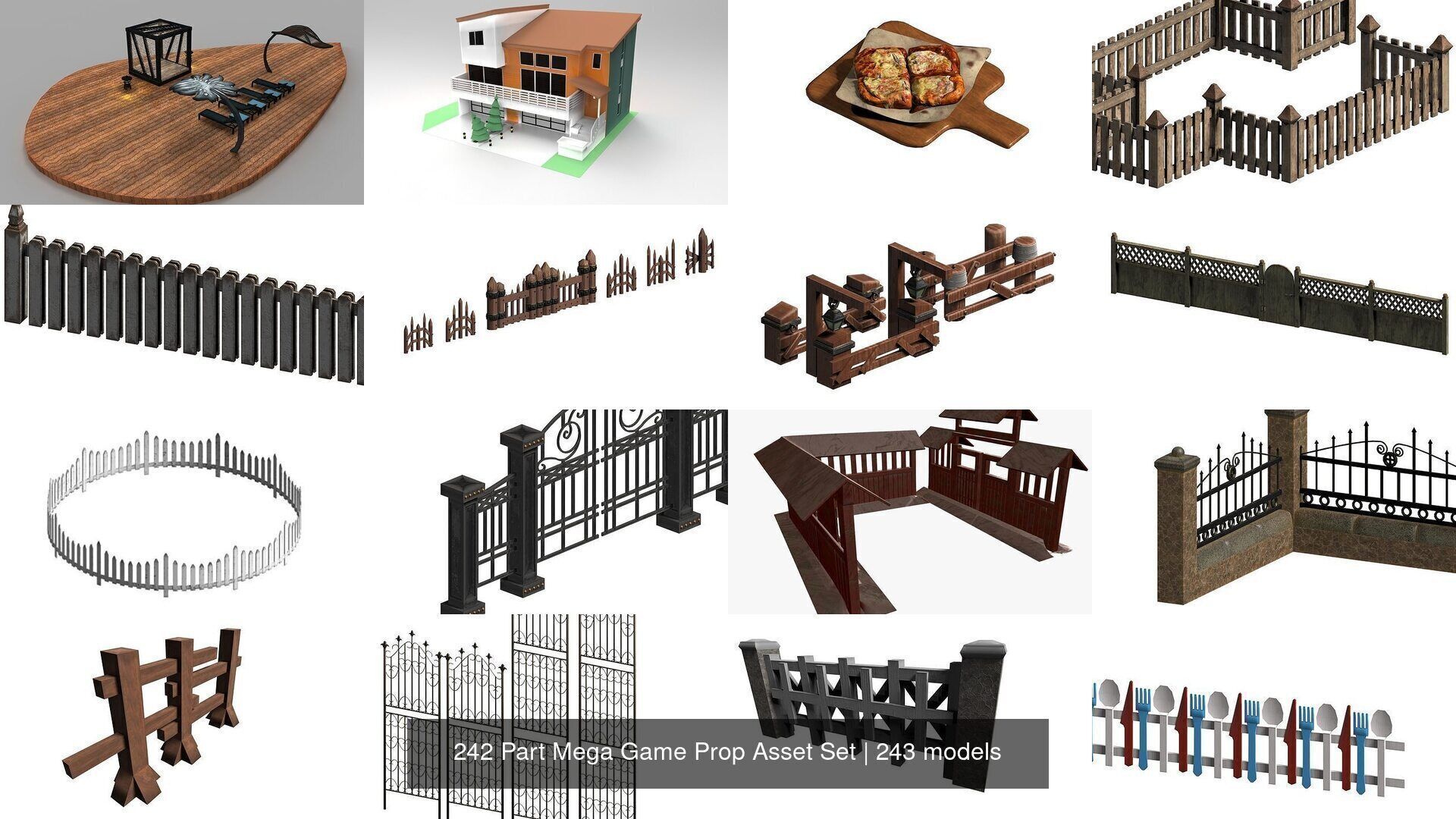 242 Part Mega Game Prop Asset Set 3D Model Collection_3