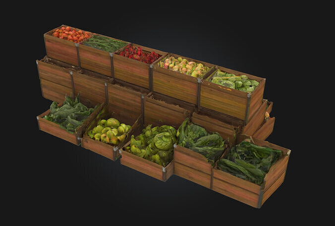 Market Bounty  Harvest Riches in Every Crate 3D model 3
