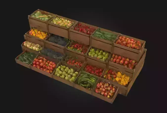 Market Bounty  Harvest Riches in Every Crate 3D model