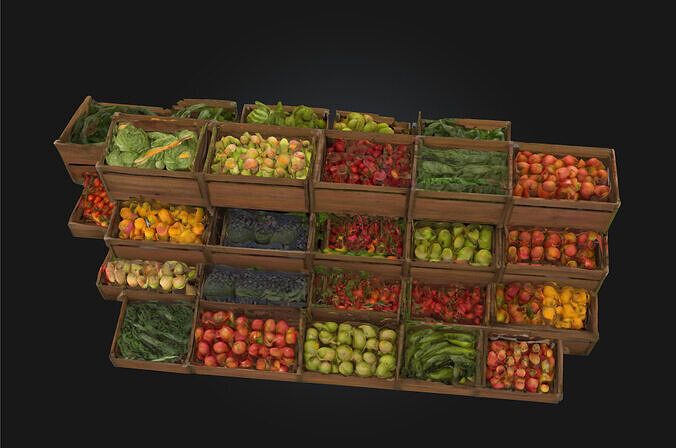 Market Bounty  Harvest Riches in Every Crate 3D model 5