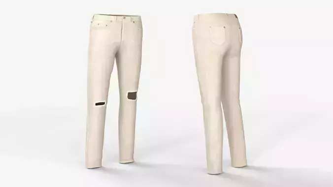Casual Beige Jeans Pants