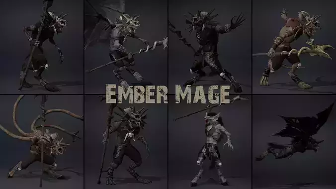 Ember Mage Low-poly 3D model