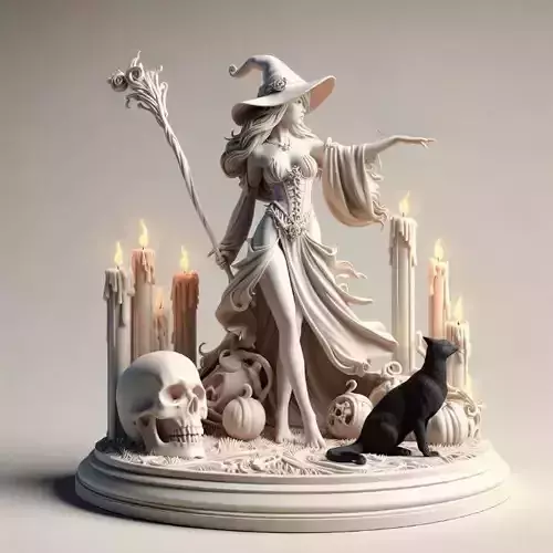 791 Witch with Candles Monster  Skull  Full Body Figurine