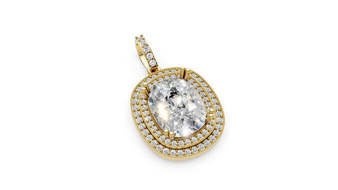 Double halo cushion pendant 3D print model